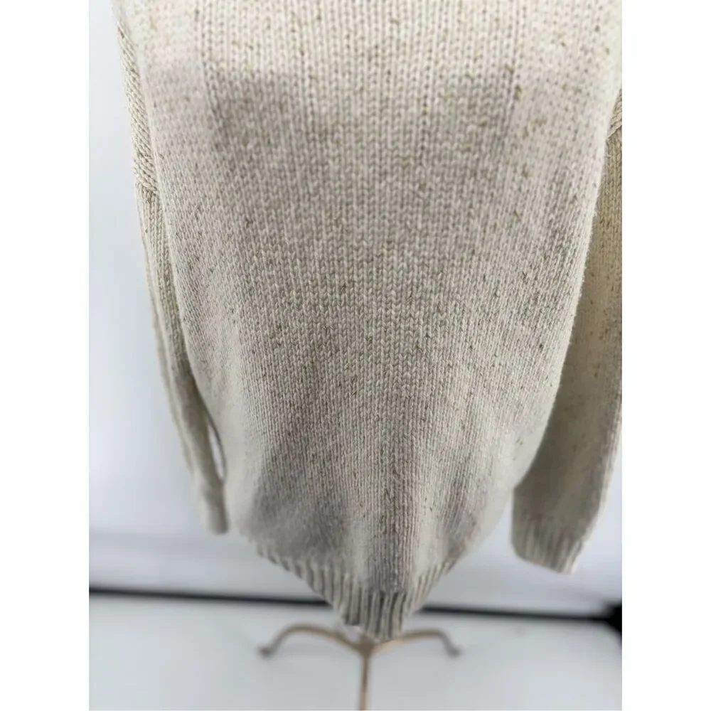 American Eagle Vintage Boyfriend Crewneck Sweater Size M Cream Metallic